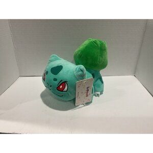 Bulbasaur Pokemon Plush Toy Stuffed Animal 9” Length Green Blue Plant Grass
